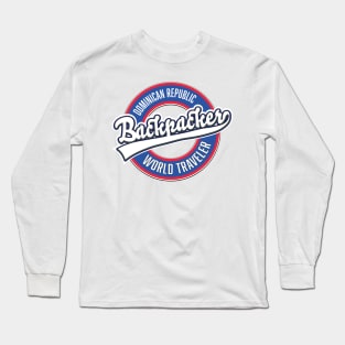 Dominican Republic backpacker world traveler logo. Long Sleeve T-Shirt